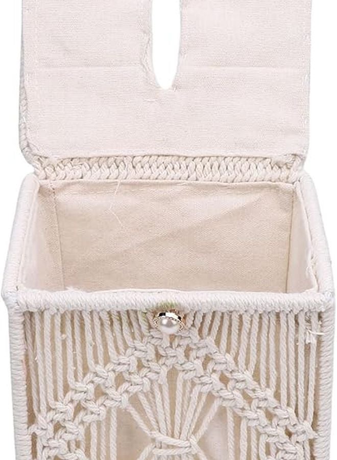 حامل علبة المناديل البوهيمي المصنوع يدويًا من حبل القطن، موزع مناديل السطح الزخرفي - Image 3